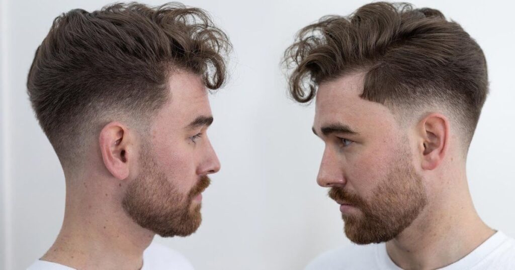 Modern Quiff with Mid-Low Skin Fade