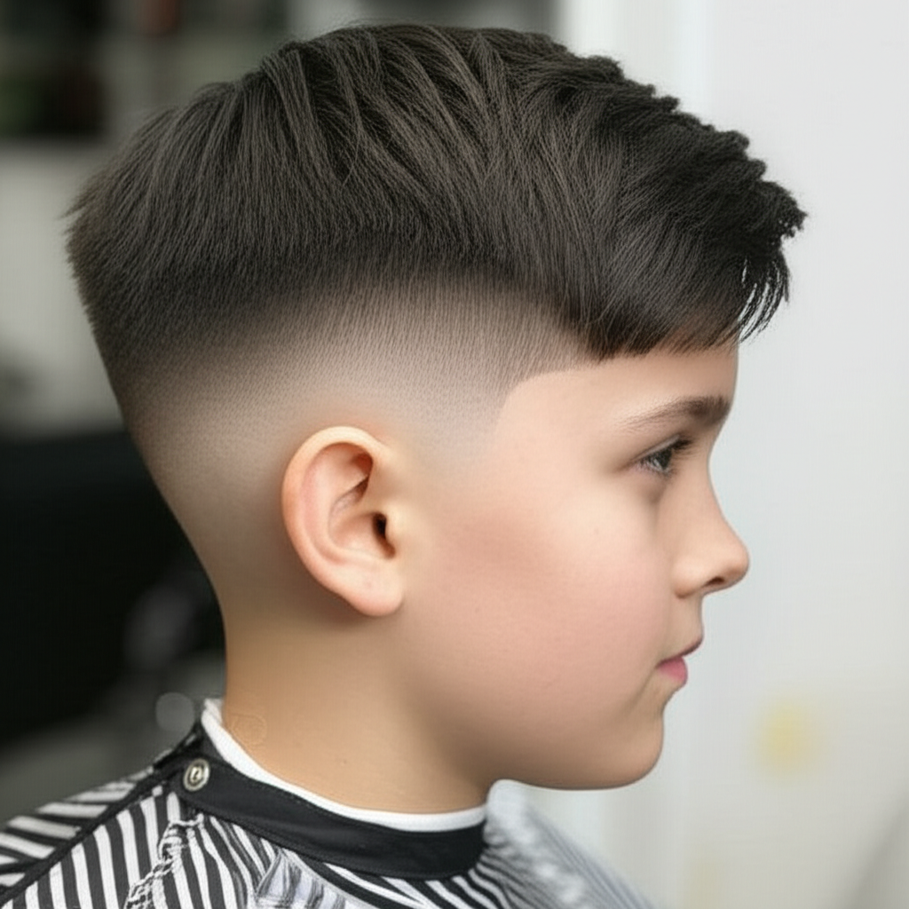 Side Swept Short Hair with A Low Taper