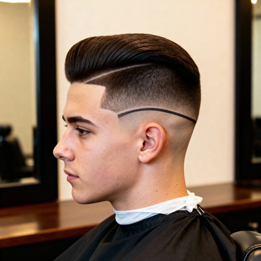 Brush Back with Taper Fade and Line Up