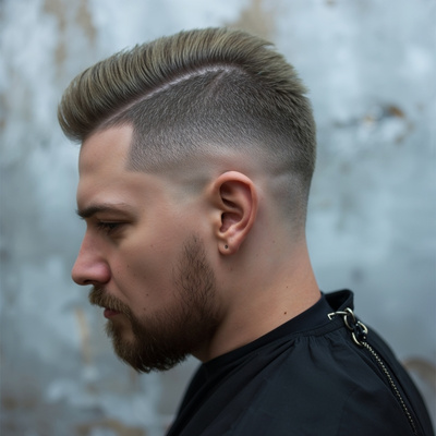 Casual Messy Brush Back with Disconnected Undercut Fade