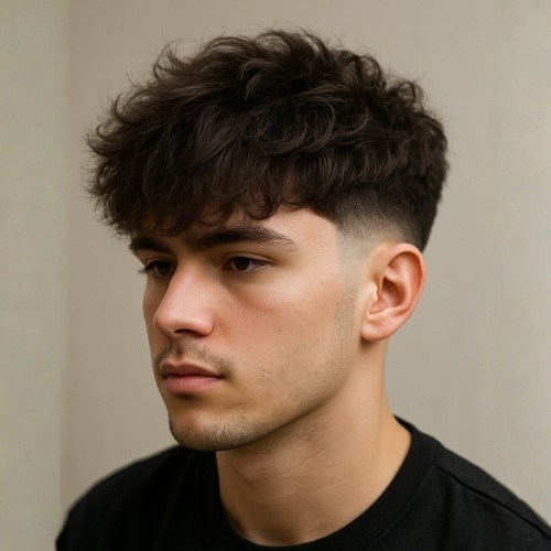 Fluffy Fringe with Low Taper Fade