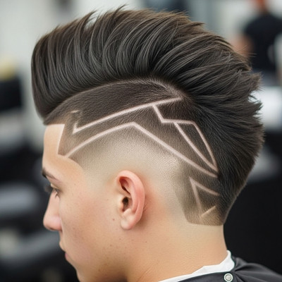 Haircut Lines In A Mohawk Fade – Stripes Amplify Height and Attitude