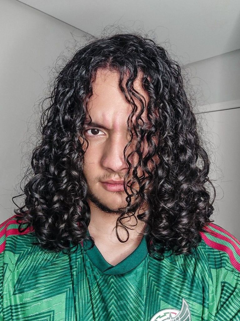 Long, Parted Curly Hair