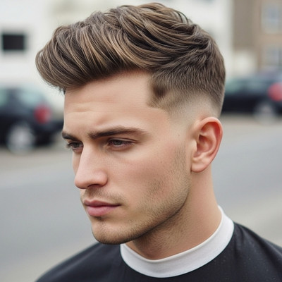 Low Burst Fade with Thick, Messy Waves Beachy Waves and Relaxed Fades for Casual, Wavy Grooming