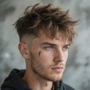 Short, Messy Hair with Taper Fade