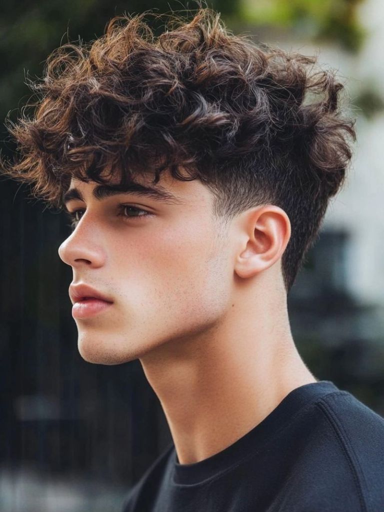 Textured Short Curls with Fade