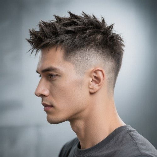 Textured Short Spiky Hair with Mid Skin Fade