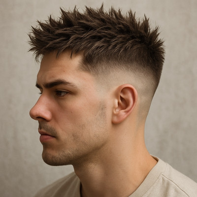 Textured Spiky Hair with Sharp Low Fade